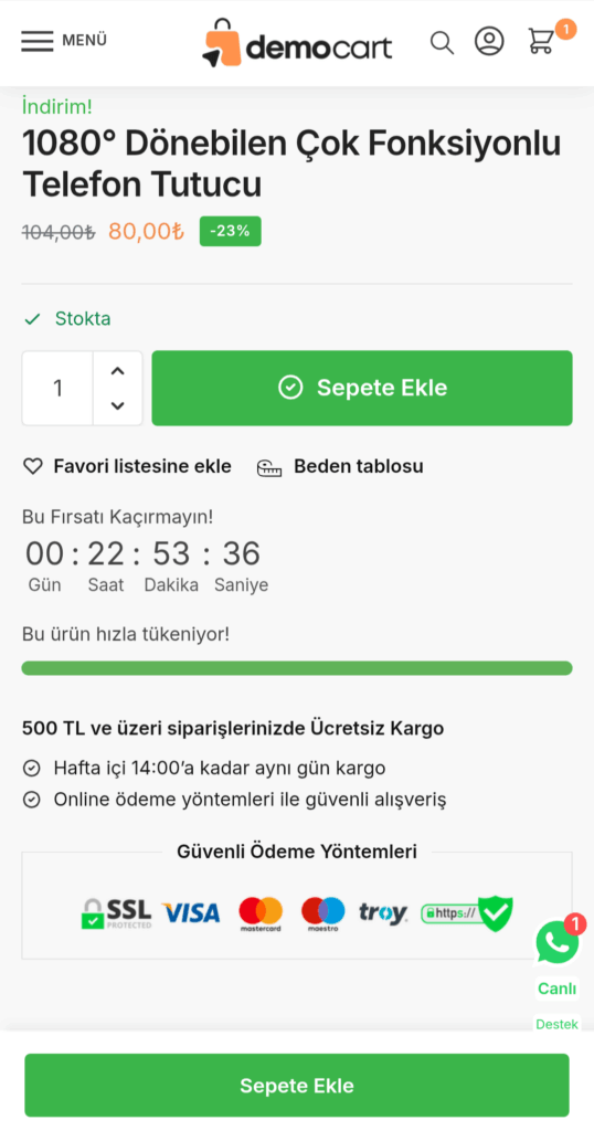 E-Ticaret Mağaza Ekran Görüntüsü 4