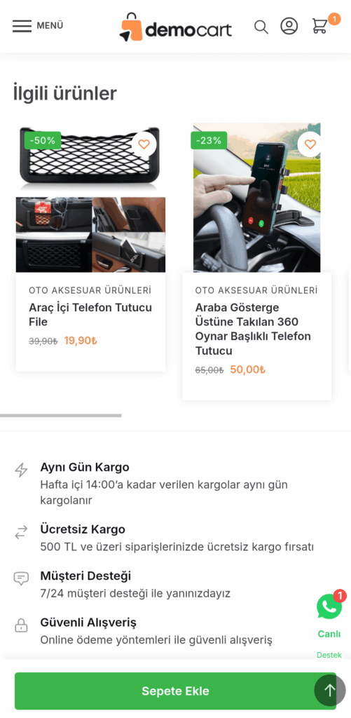 E-Ticaret Mağaza Ekran Görüntüsü 5